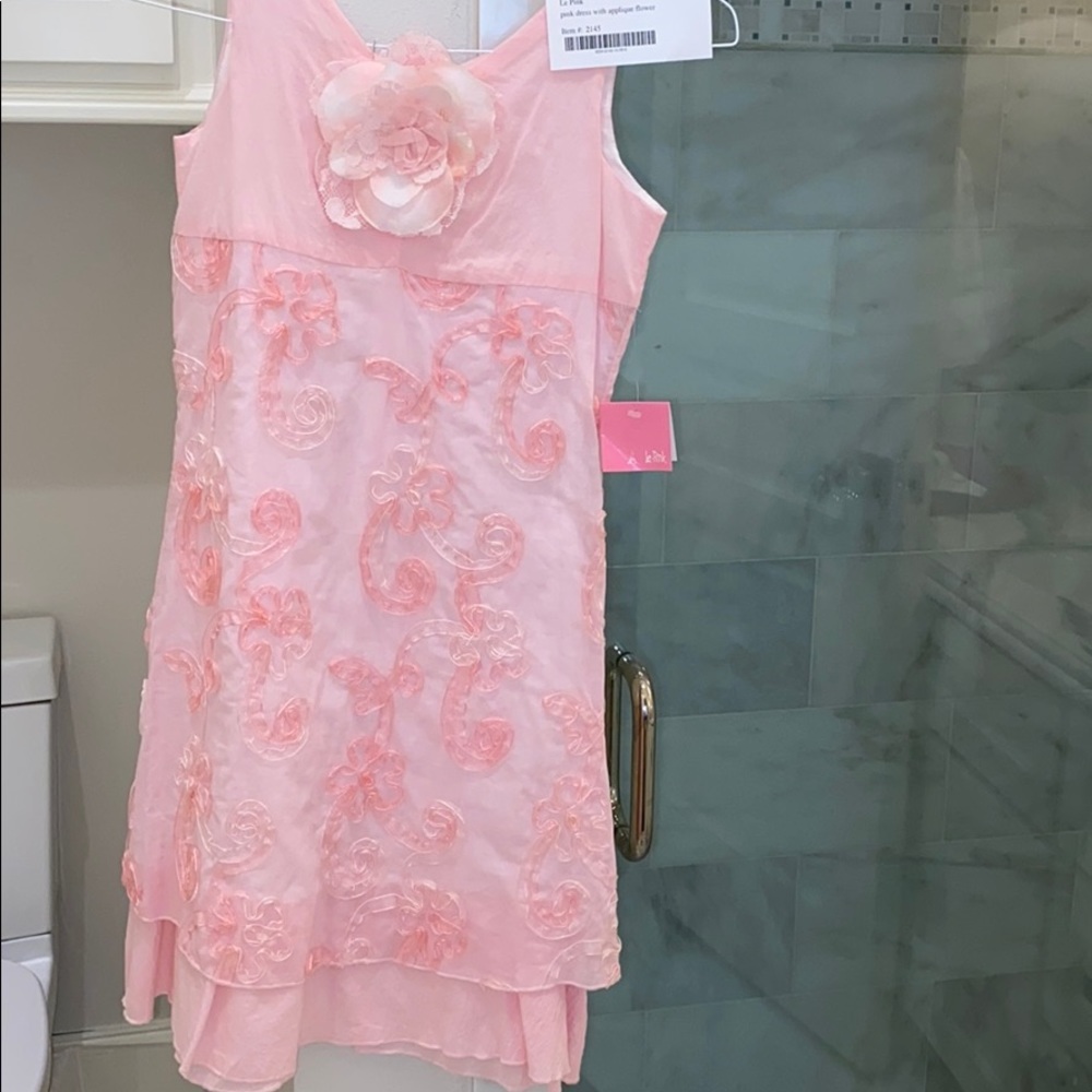 Le Pink pink dress with appliqué flower